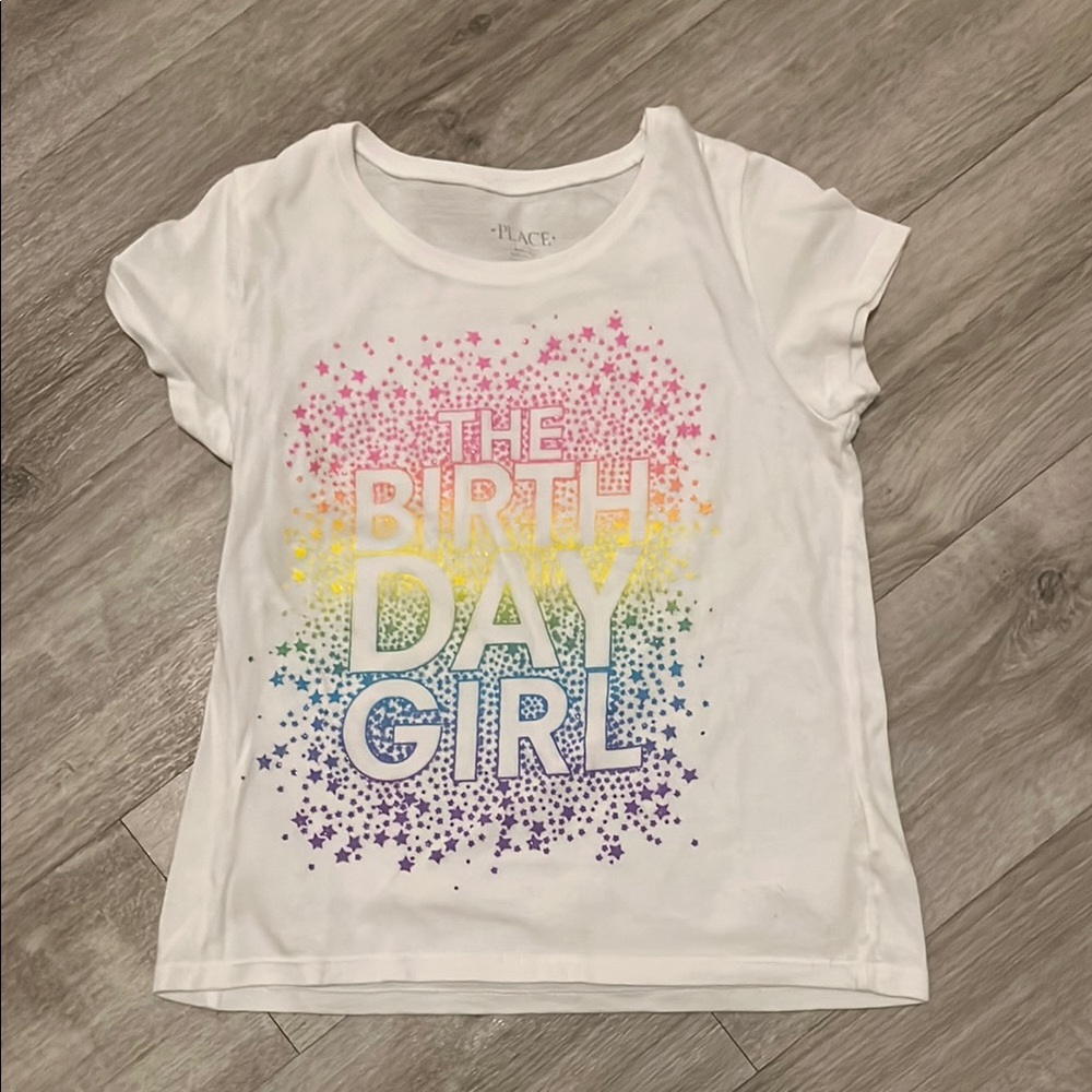 The Children's Place White Short Sleeve Tee with Rainbow Graphic